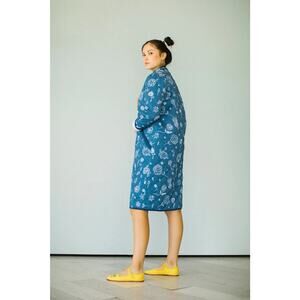 My Little Belleville Women's The Beijing Quilted Coat - Blue Floral Size S/M